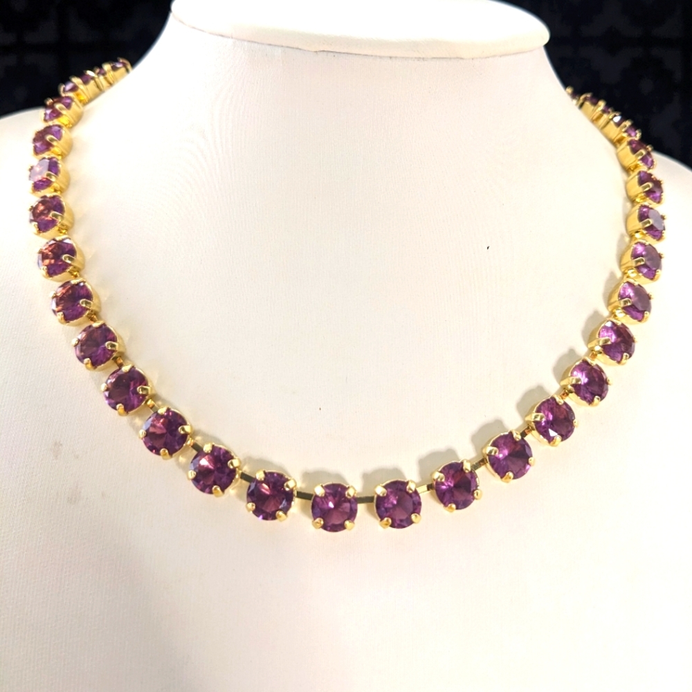 52.14 Total Carats Genuine Amethyst  in Classic Tennis Necklace and Earrings